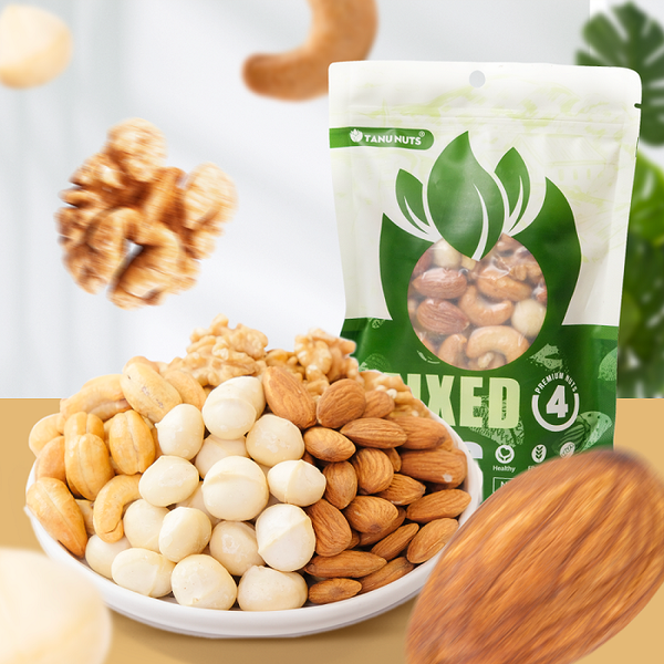 Hạt dinh dưỡng mix 4 loại TANU NUTS  hạt ngũ cốc bà bầu gồm hạt macca, óc chó, hạnh nhân, hạt điều