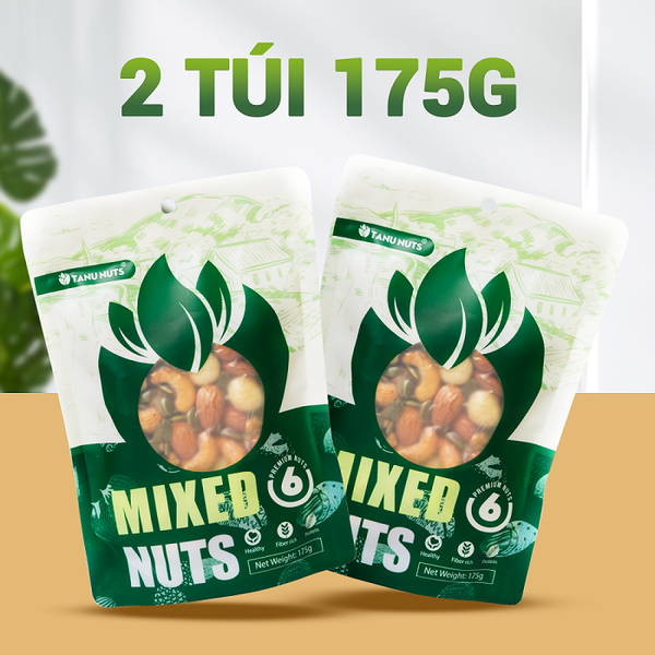 Hạt dinh dưỡng mix 6 loại TANU NUTS ,hạt ngũ cốc bà bầu gồm macca, óc chó vàng - đỏ, hạnh nhân, bí xanh, hạt điều