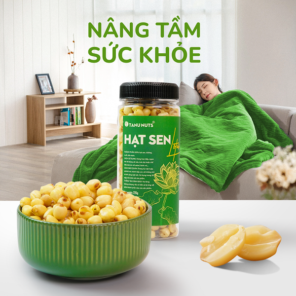 Hạt sen sấy giòn ăn liền TANU NUTS hũ 220g, hạt dinh dưỡng ăn vặt healthy cho văn phòng, ăn kiêng, giảm cân