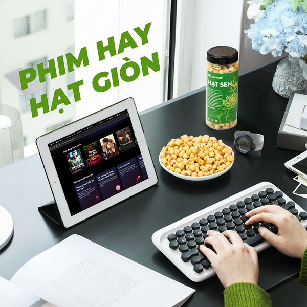 Hạt sen sấy giòn ăn liền TANU NUTS hũ 220g, hạt dinh dưỡng ăn vặt healthy cho văn phòng, ăn kiêng, giảm cân