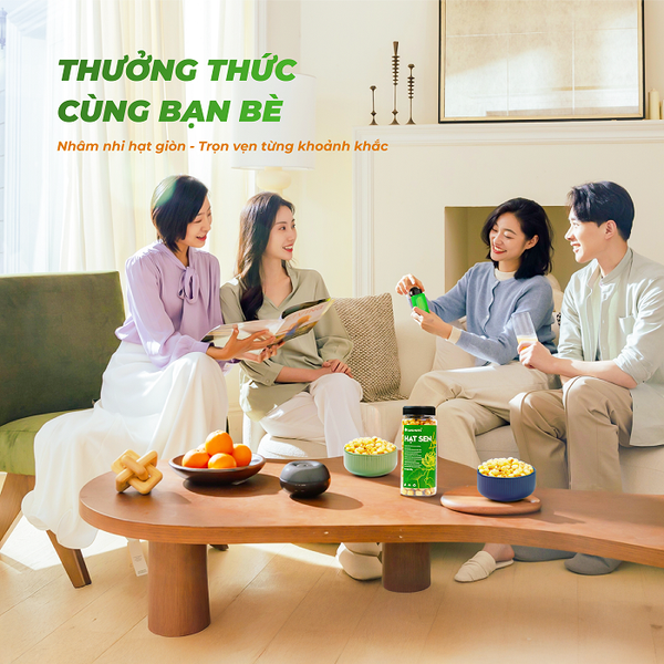 Hạt sen sấy giòn ăn liền TANU NUTS hũ 220g, hạt dinh dưỡng ăn vặt healthy cho văn phòng, ăn kiêng, giảm cân