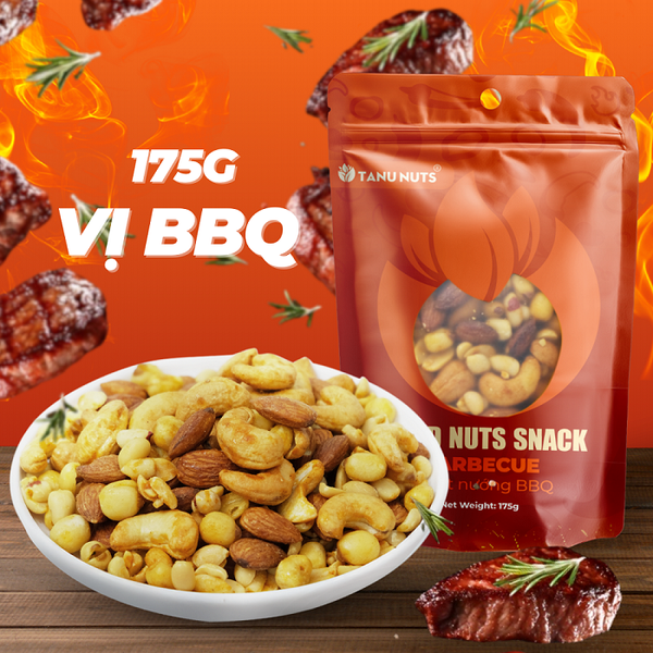 Snack hạt dinh dưỡng mix tẩm vị TANU NUTS túi 175g, mix hạt tẩm vị ăn vặt healthy cho văn phòng, trẻ nhỏ, ăn kiêng