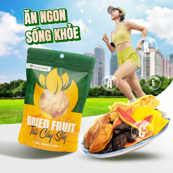 Trái cây sấy dẻo TANU NUTS 400g mix 5 loại hoa quả sấy dẻo tốt cho bà bầu, ăn kiêng giảm cân.