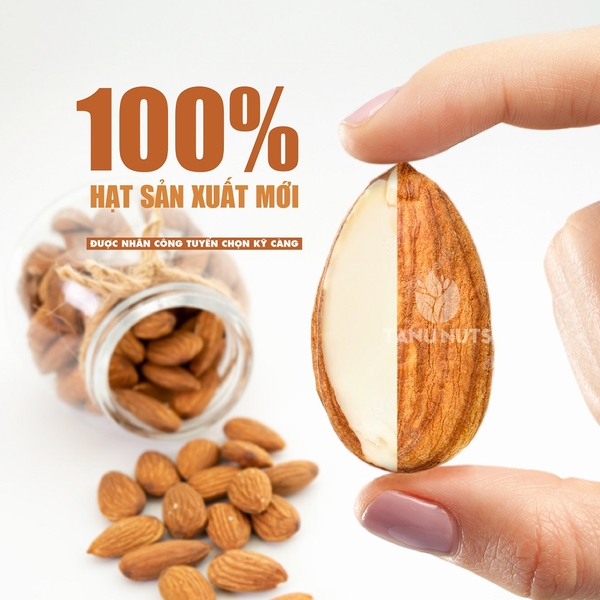 Hạnh nhân tươi TANU NUTS, hạt hạnh nhân sống tách vỏ Mỹ làm sữa hạt, nấu ăn