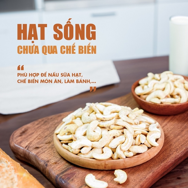 Hạt điều tươi sống TANU NUTS, hạt điều vỡ Bình Phước làm sữa, nấu ăn, làm bánh