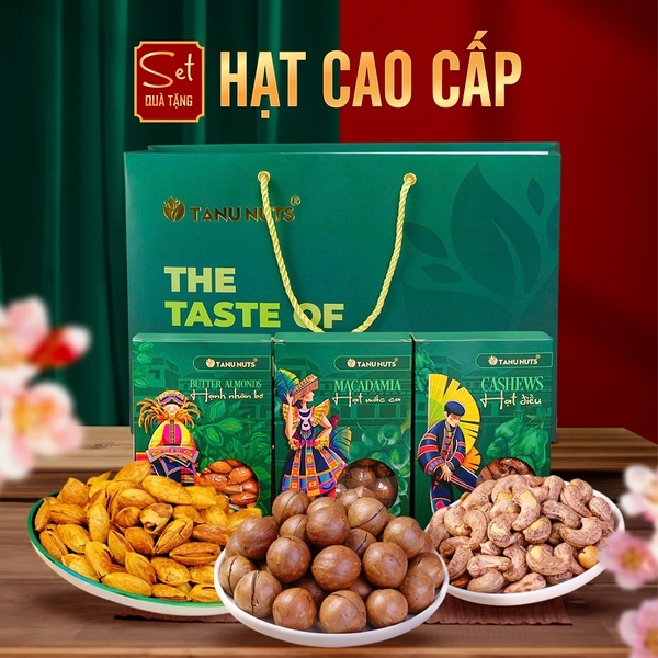 Set hạt quà tặng PREMIUM hạt dinh dưỡng, trái cây sấy, quà tết các loại hạt TANU NUTS sang trọng