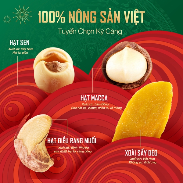 Set quà tặng Hưng Khởi, hộp quà Tết hạt dinh dưỡng TANU NUTS sang trọng
