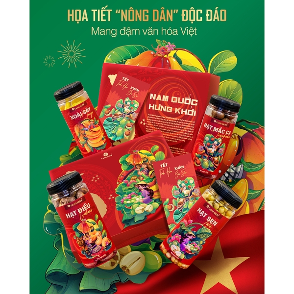Set quà tặng Hưng Khởi, hộp quà Tết hạt dinh dưỡng TANU NUTS sang trọng