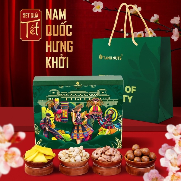 Hộp quà Nam Quốc Hưng Khởi TANU NUTS, set hạt dinh dưỡng sang trọng, Snack Food, quà mang đi biếu tặng Ăn Vặt Thức Ăn, hộp quà Tết, quà tặng doanh nghiệp