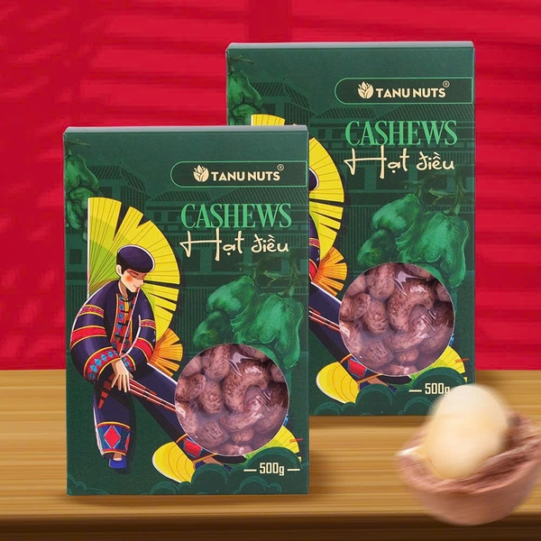 Set quà premium 2 hộp hạt TANU NUTS, quà tặng hạt dinh dưỡng gồm hạt macca, điều sang trọng