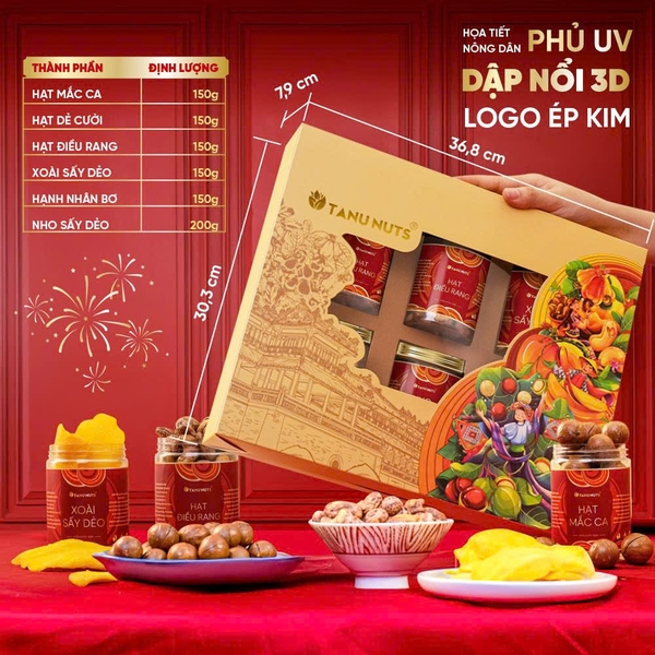 Set quà tặng Mùa Vàng, hộp quà hạt dinh dưỡng TANU NUTS sang trọng