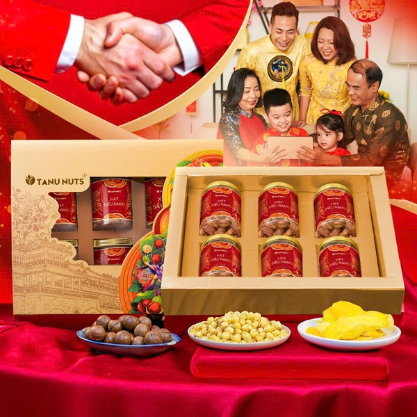 Set quà tặng Mùa Vàng, hộp quà hạt dinh dưỡng TANU NUTS sang trọng