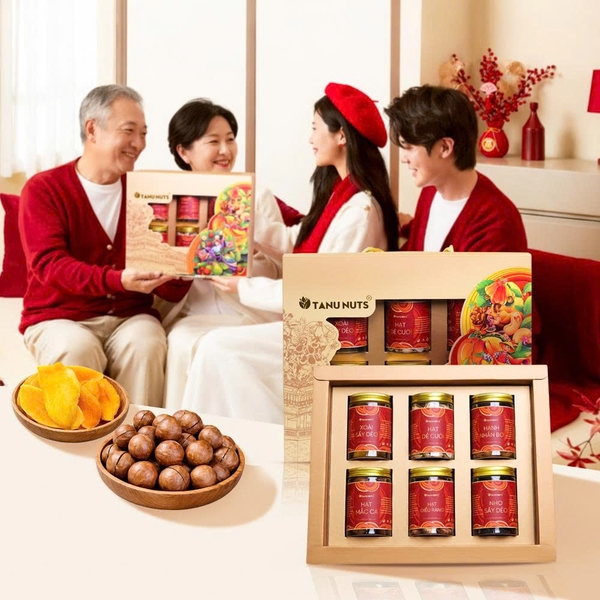 Set quà tặng Mùa Vàng, hộp quà hạt dinh dưỡng TANU NUTS sang trọng