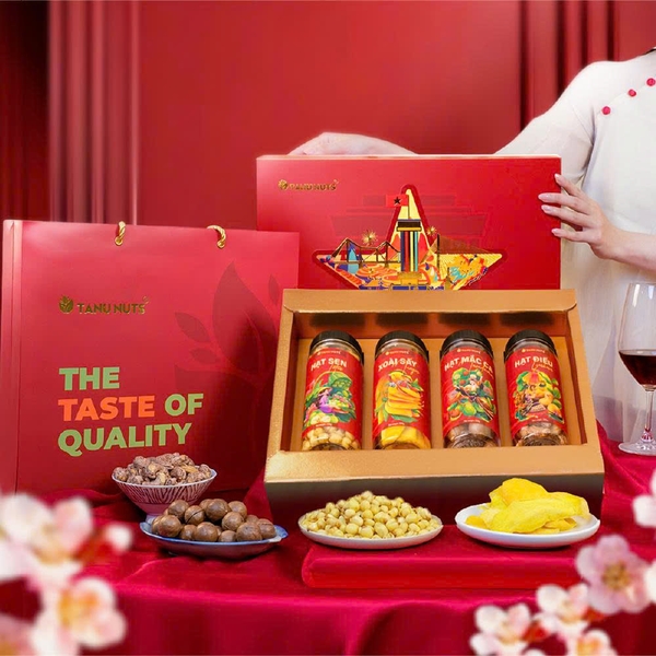 Set quà tặng Hưng Khởi II, hộp quà hạt dinh dưỡng TANU NUTS sang trọng