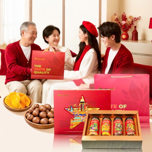 Set quà tặng Hưng Khởi II, hộp quà hạt dinh dưỡng TANU NUTS sang trọng
