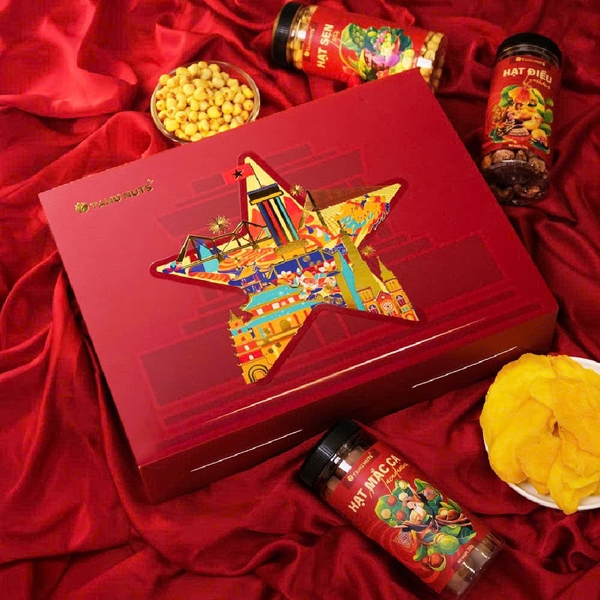 Set quà tặng Hưng Khởi II, hộp quà hạt dinh dưỡng TANU NUTS sang trọng