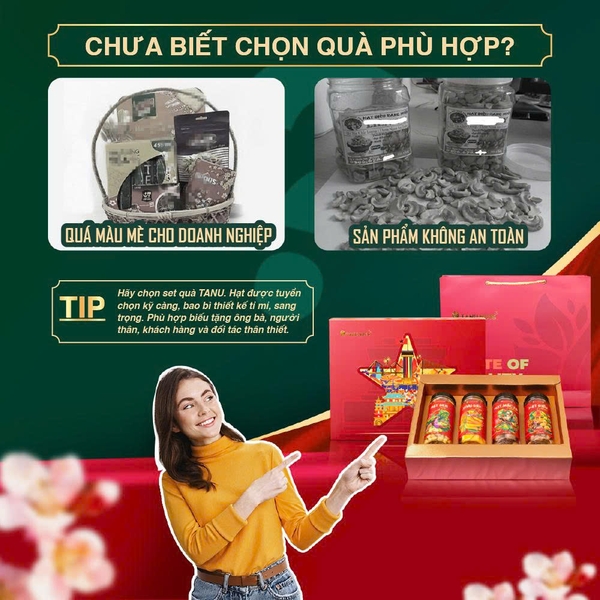 Set quà tặng Hưng Khởi II, hộp quà hạt dinh dưỡng TANU NUTS sang trọng
