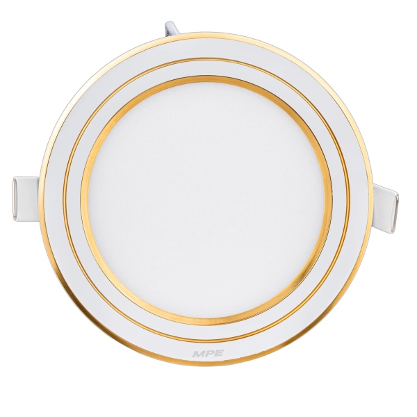 Đèn LED Panel Âm Trần Nhôm Viền Vàng Mặt Tròn 9W MPE RPL-9ST