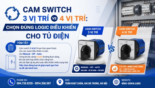 🔄 Cam Switch 3 vị trí vs 4 vị trí: Chọn đúng logic điều khiển cho tủ điện