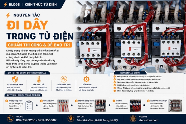 ⚡ Nguyên tắc đi dây trong tủ điện (chuẩn thi công & dễ bảo trì)
