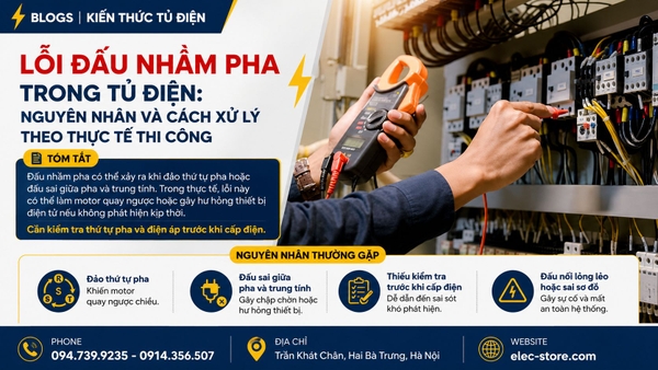 ⚡ Lỗi đấu nhầm pha trong tủ điện: nguyên nhân và cách xử lý theo thực tế thi công