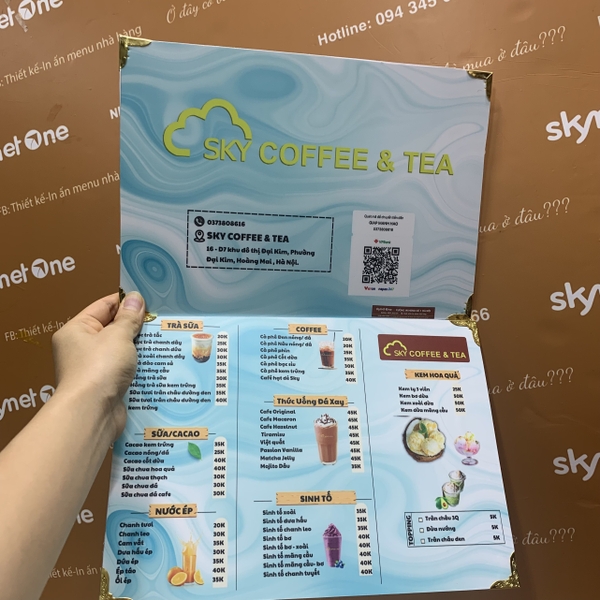 Mẫu menu LED dành cho quán cafe , quán nước - Sky Coffee