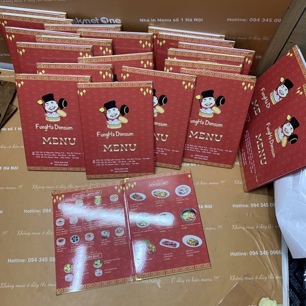 Menu bìa bồi fomex gập 3 cho nhà hàng - Fungha Dimsum