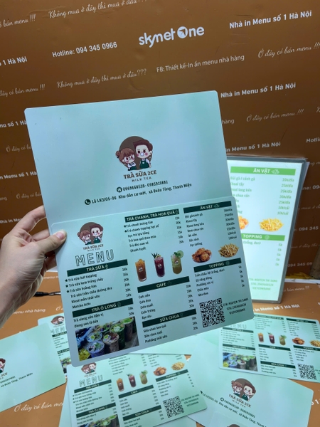 Menu Led A2 + Menu nhựa cầm tay cho quán Trà Sữa