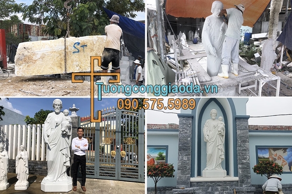 Tượng Thánh Giuse Bồng Chúa Bằng Đá Đẹp Cao 2m5 Về Nghệ An