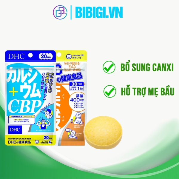 Combo sức khỏe mẹ bầu - Viên uống Folic Acid và viên uống Canxi DHc