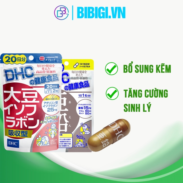 Combo cải thiện nội tiết - Viên uống mầm đậu nành và viên uống kẽm Zinc DHC