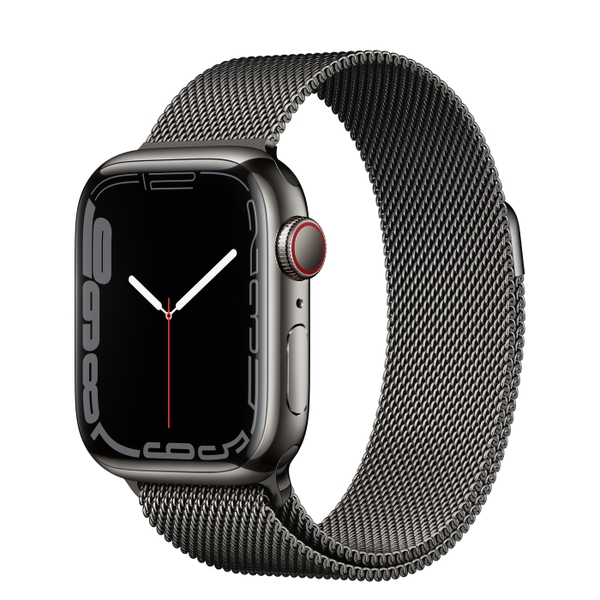 Đồng hồ thông minh Vỏ thép Đen không gỉ, dây thể thao Apple Watch Series 7 GPS+Cellular