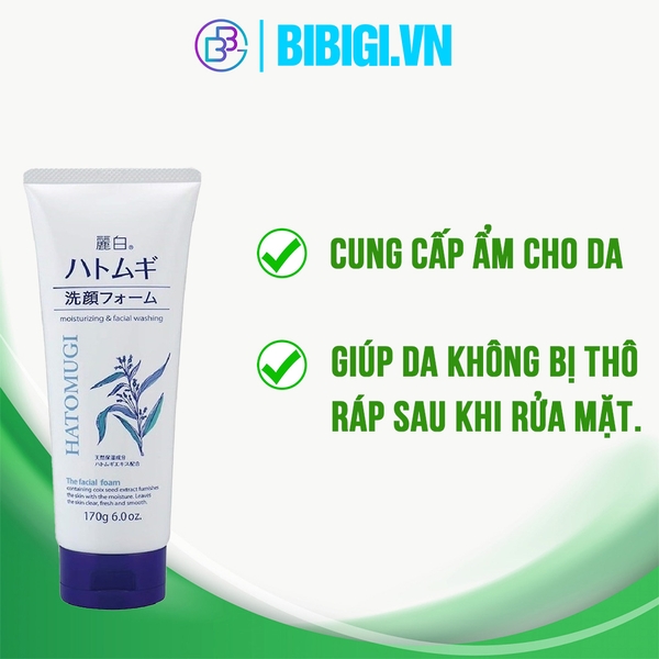 Sữa Rửa Mặt Dưỡng Ẩm Reihaku Hatomugi Facial Foam (170g)