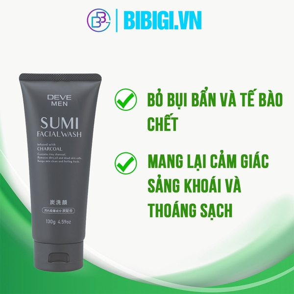 Sữa Rửa Mặt Làm Sạch Sâu Chứa Than Hoạt Tính Deve Men Sumi Facial Wash (130g)