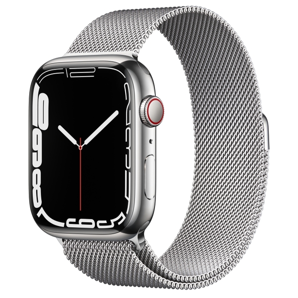 Đồng hồ thông minh Vỏ thép Bạc không gỉ, dây thể thao Apple Watch Series 7 GPS+Cellular
