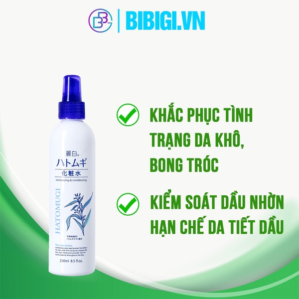 Xịt Khoáng Dưỡng Ẩm, Làm Sáng Da Reihaku Hatomugi Spray Lotion (250ml)
