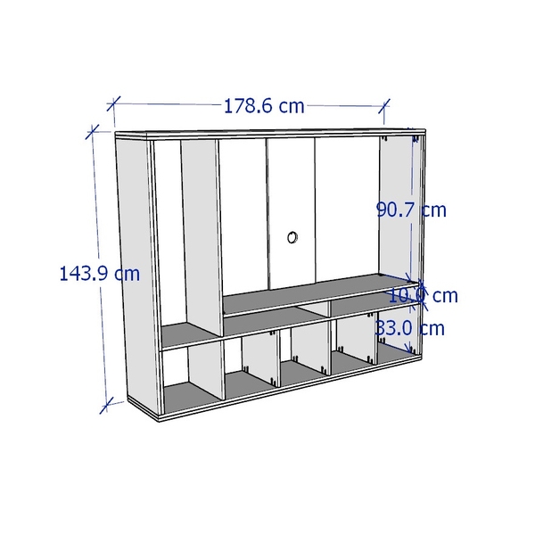 TONELLI, Kệ TV kết hợp kệ trưng bày SHE_038, 179x39x144cm