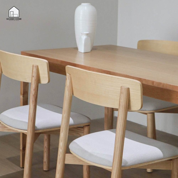 MONO, Bàn ăn 4 ghế gỗ tự nhiên DIN_002, 1300x750x760, Bàn ăn gỗ Scandi Home