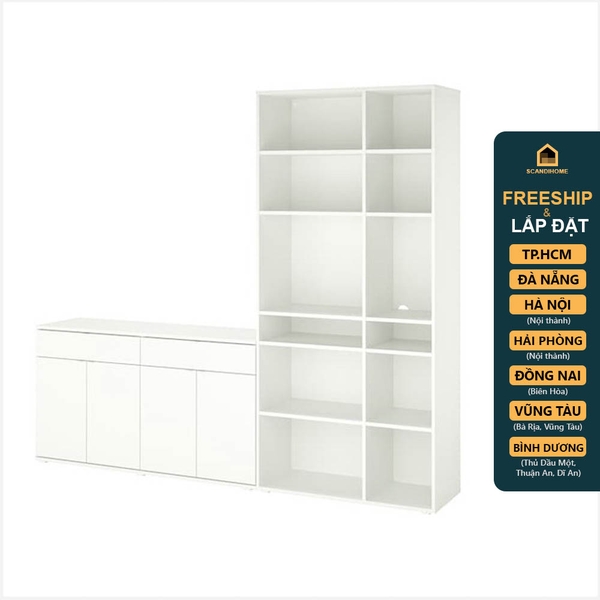 SOSIA, COMBO Kệ lưu trữ kèm tủ 2 gian STO_076, 235x37x200cm