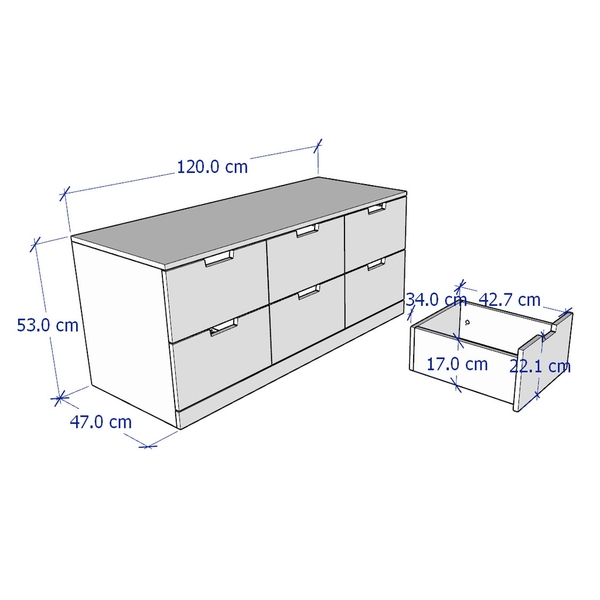 BANALDO, Tủ lưu trữ 6 ngăn kéo STO_009, 120x47x53cm