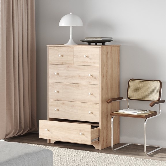 OLYMPIA, Tủ lưu trữ đồ tân cổ điển 5 tầng 6 ngăn kéo DRA_109, 79x49x124cm