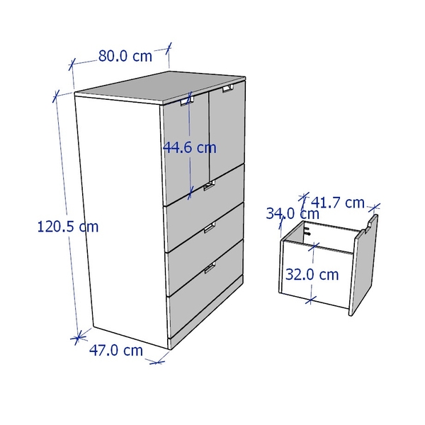 BANALDO, Tủ lưu trữ 4 tầng 5 ngăn DRA_054, 80x47x121cm