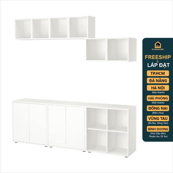 NIKOS, COMBO Tủ lưu trữ đồ dùng kết hợp kệ treo tường STO_060, 210x35x180cm