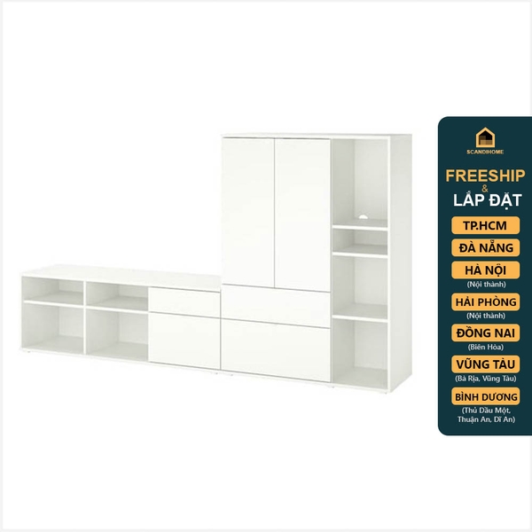 SOSIA, COMBO 2 Kệ lưu trữ đồ dùng kèm hộc kéo STO_080, 251x37x140cm