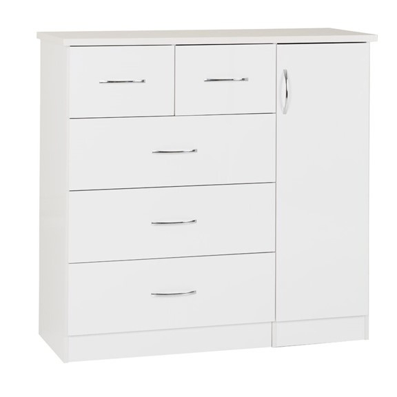 EDLE, Tủ lưu trữ 4 tầng 5 ngăn kéo kèm ngăn treo đồ DRA_234, 110x40x75cm