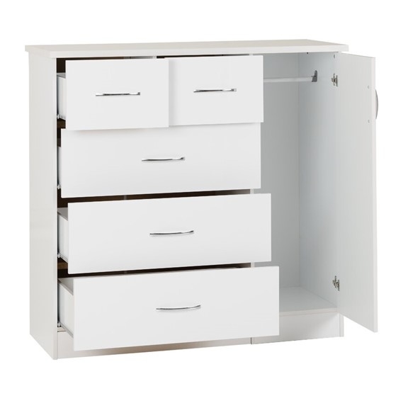 EDLE, Tủ lưu trữ 4 tầng 5 ngăn kéo kèm ngăn treo đồ DRA_234, 110x40x75cm