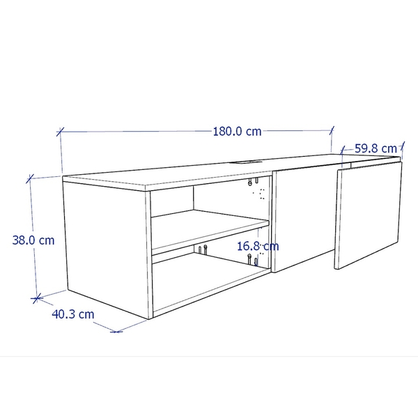 ATLANTA, Kệ TV treo tường đa năng 3 ngăn lưu trữ STO_019, 180x42x38cm