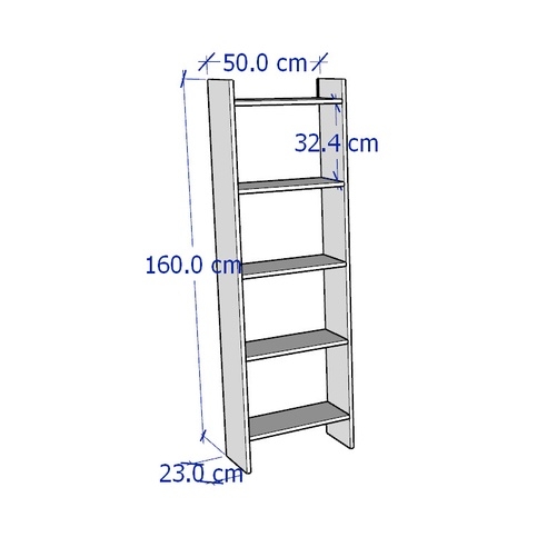 GILDA, Kệ sách 4 tầng, 50x23x160cm
