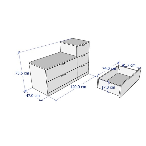 BANALDO, Tủ lưu trữ 5 ngăn kéo DRA_089, 120x47x76cm