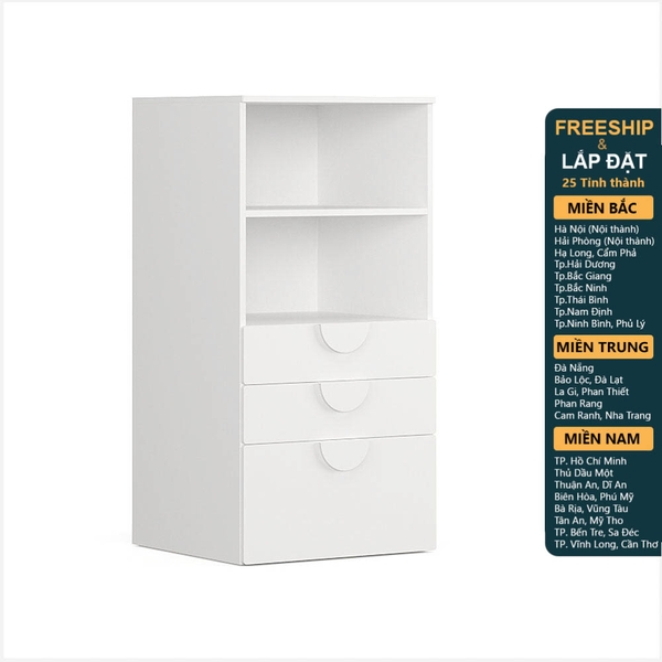 ZANOTTA, Kệ tủ lưu trữ đồ dùng với 3 ngăn kéo cho bé kèm tay nắm DRA_061, 60x57x120cm